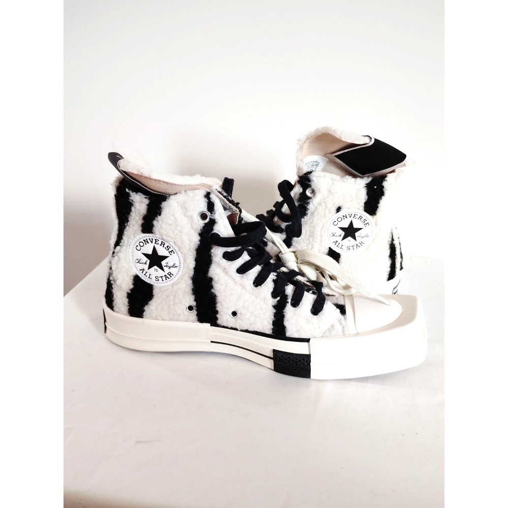 Converse TURBODRK Chuck Taylor Rick Owens DRKSHDW Sherpa Zebra M6.5 W8.5 Hi Shoe